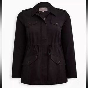 Torrid Black Twill Lace-Up Back/Sleeves Anorak Utility Jacket - Women’s Size 00